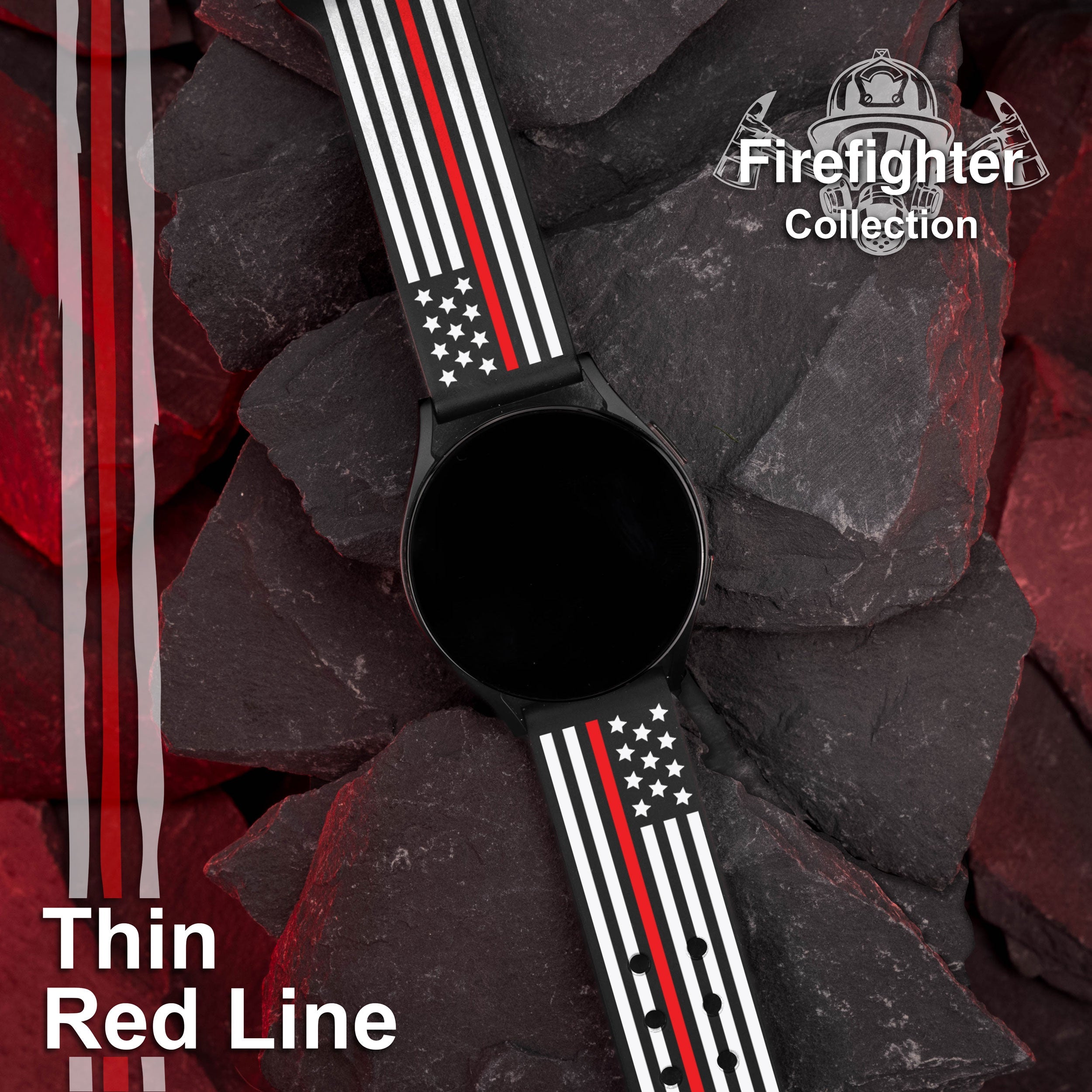 FireFighter First Responder HD  Watchband for Samsung, Garmin, Fossil, and More for Samsung, Garmin, Fossil, and More