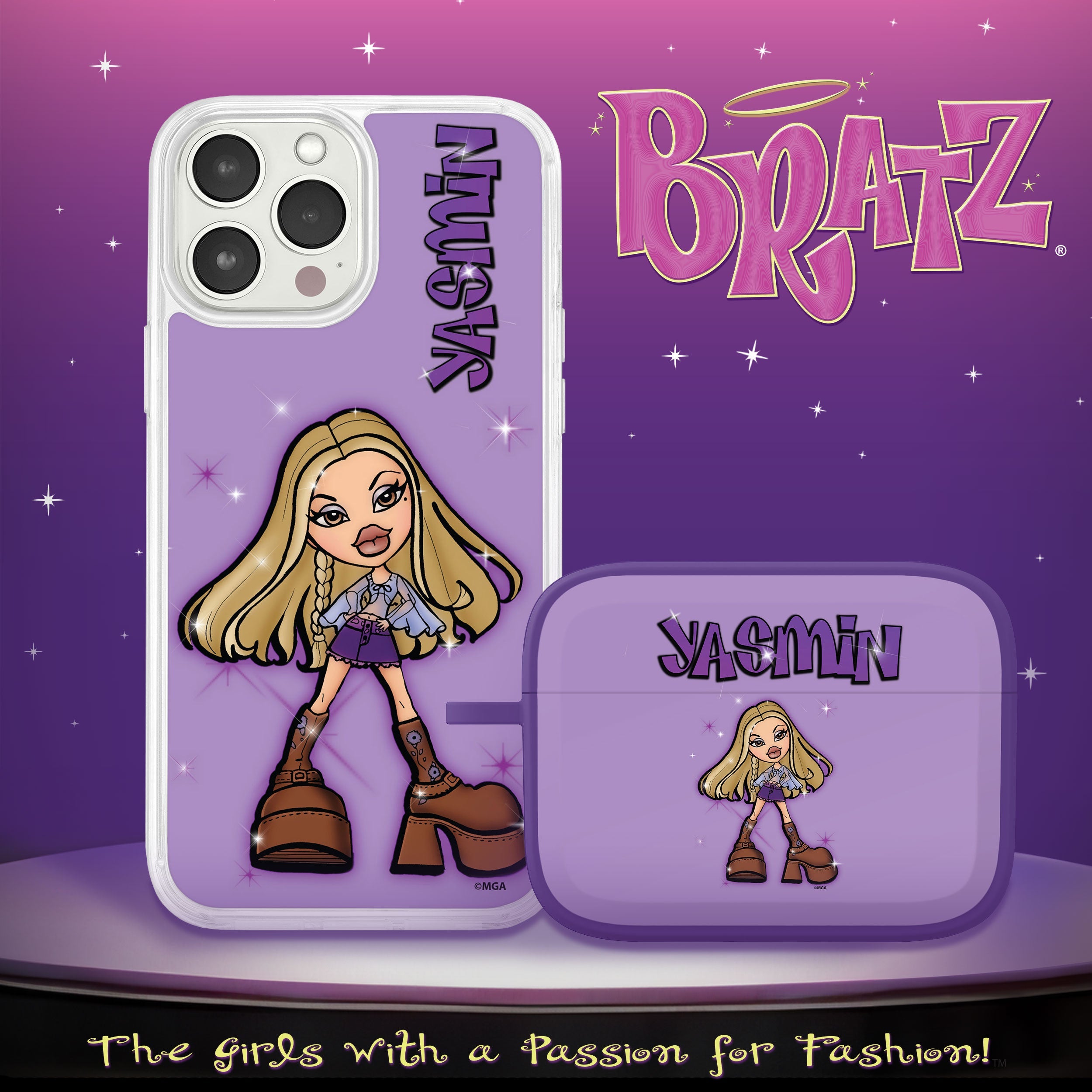 Bratz® Passion For Fashion HD Apple iPhone 15 Mag-Safe Phone Case and AirPods Pro Combo Package