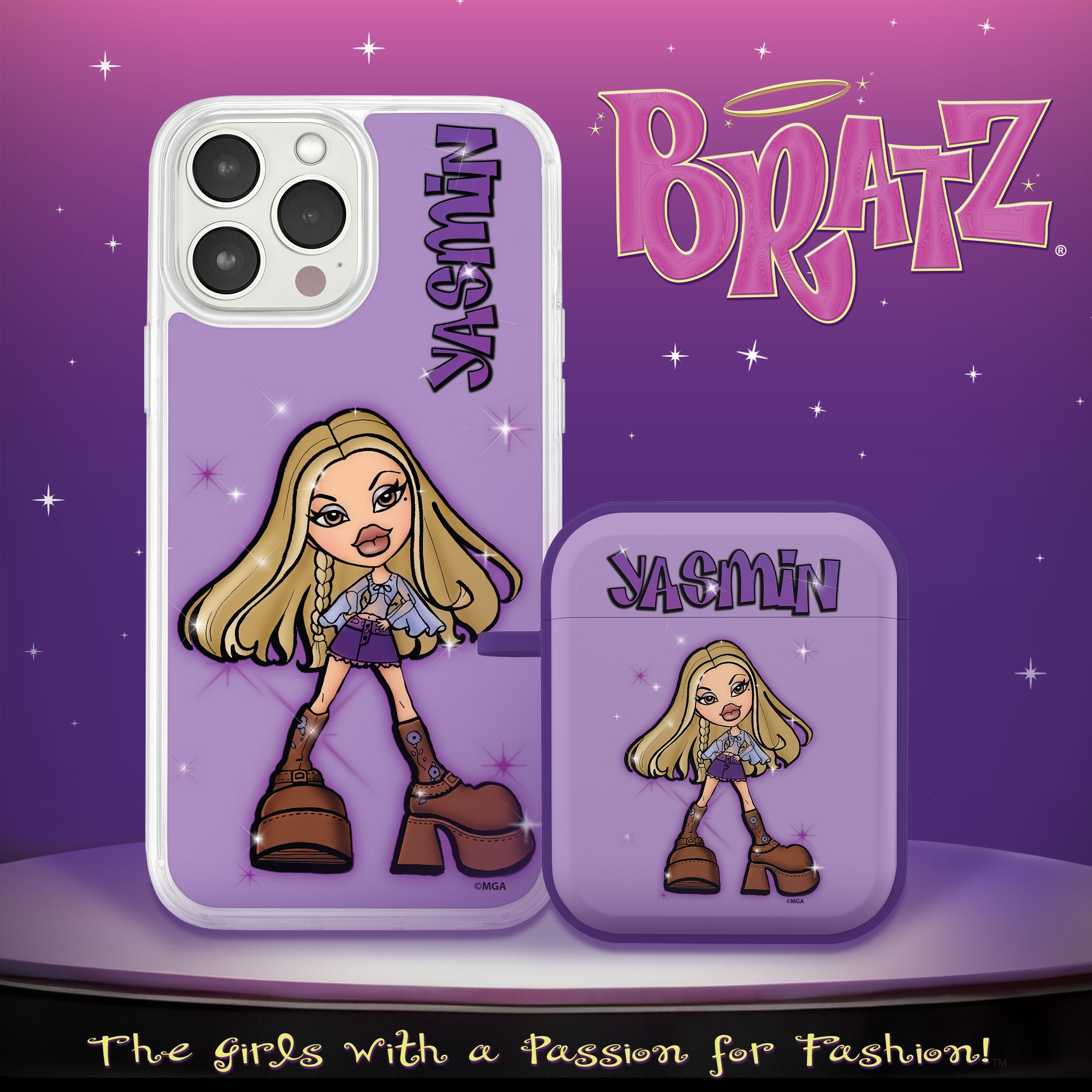 Bratz® Passion For Fashion HD Apple iPhone 13 Mag-Safe Phone Case and AirPods Gen 1 & 2 Combo Package