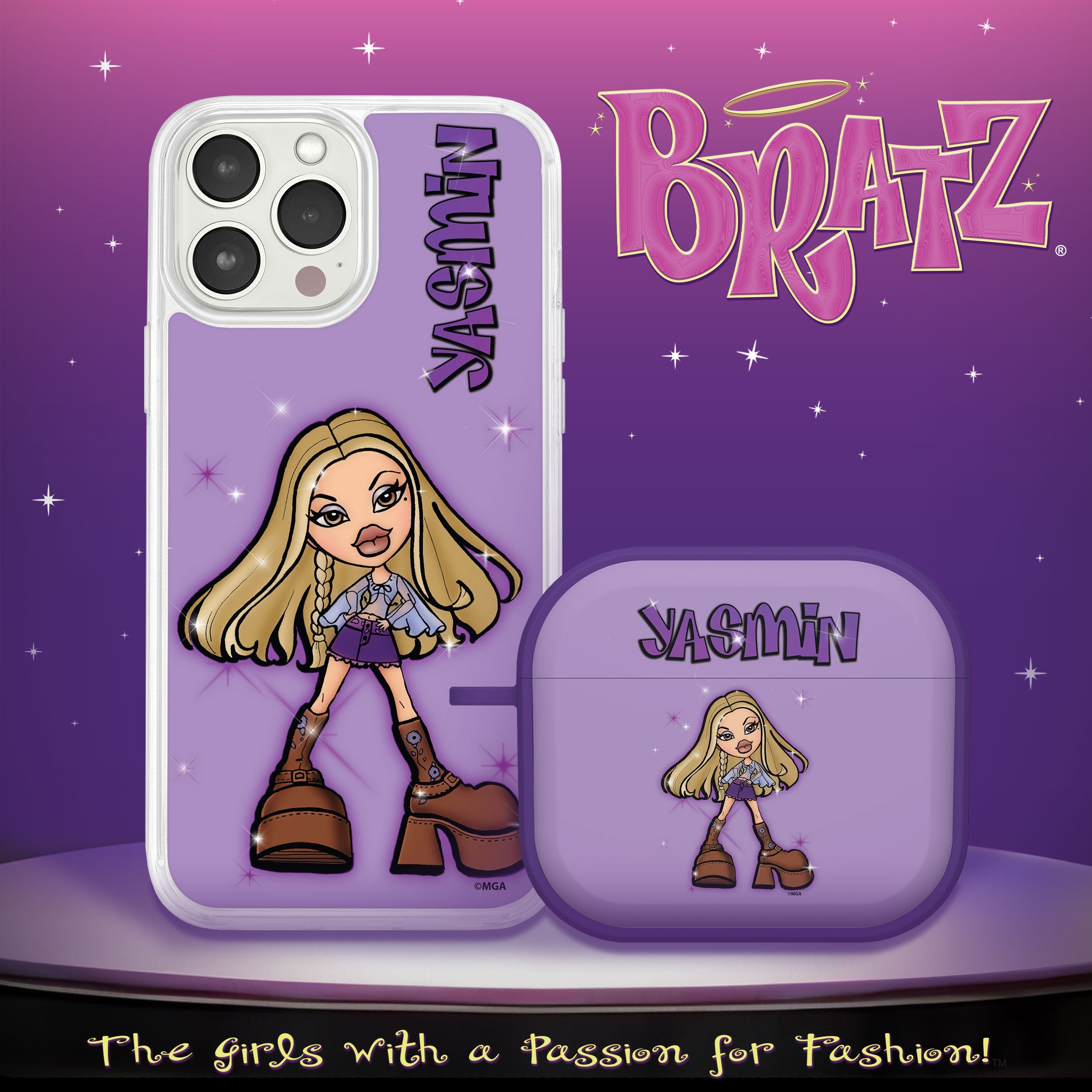 Bratz® Passion For Fashion HD Apple iPhone 13 Mag-Safe Phone Case and AirPods Gen 3 Combo Package