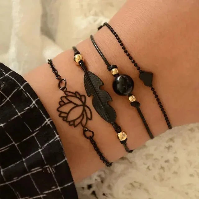 5-piece Bohemian Shell Moon Charm Bracelet Set for Women