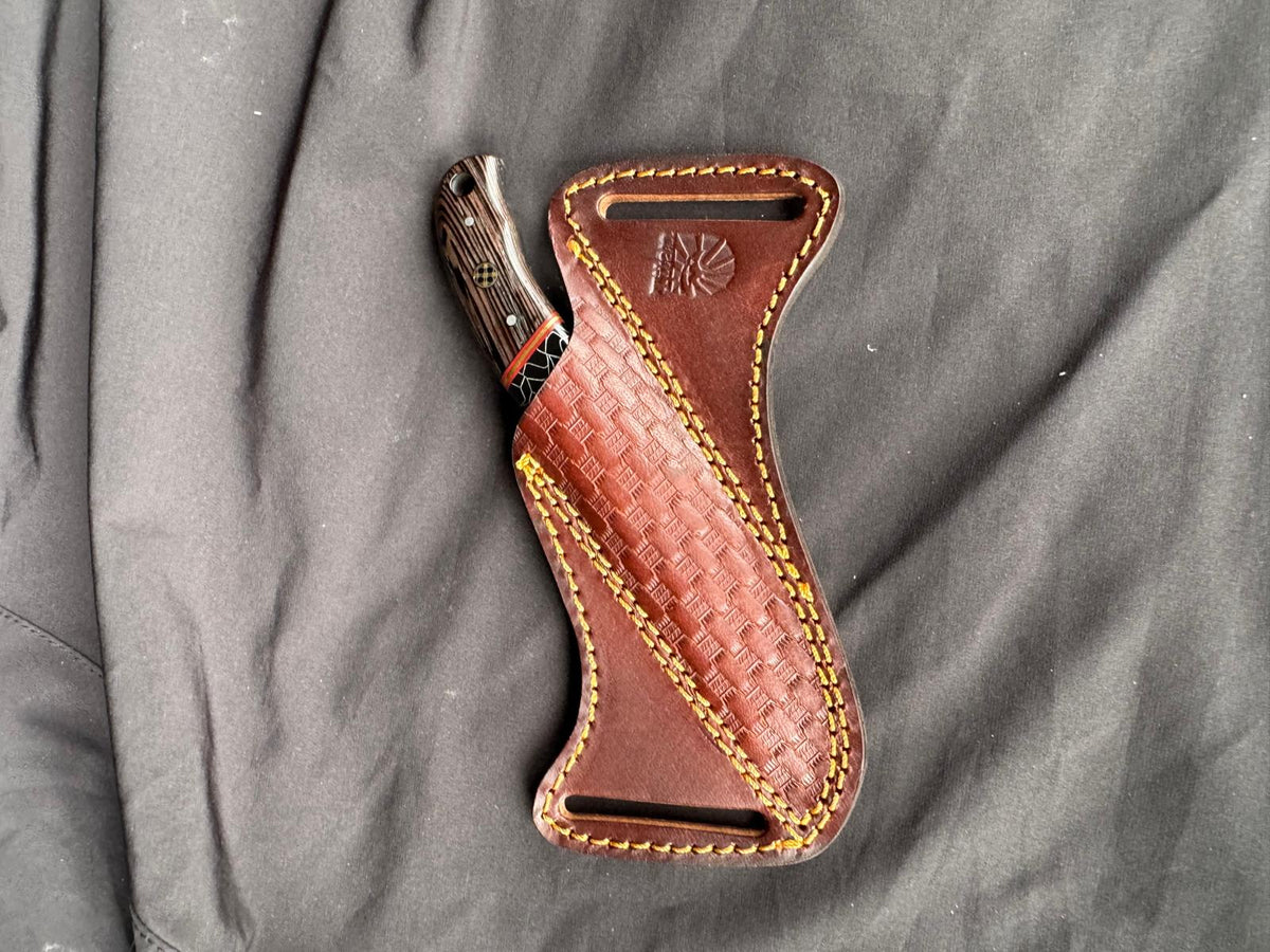 Titan "Honeycomb Timber" Skinner | High Carbon RASP Steel Blade, Honeycomb Wood Inlay TIK-005