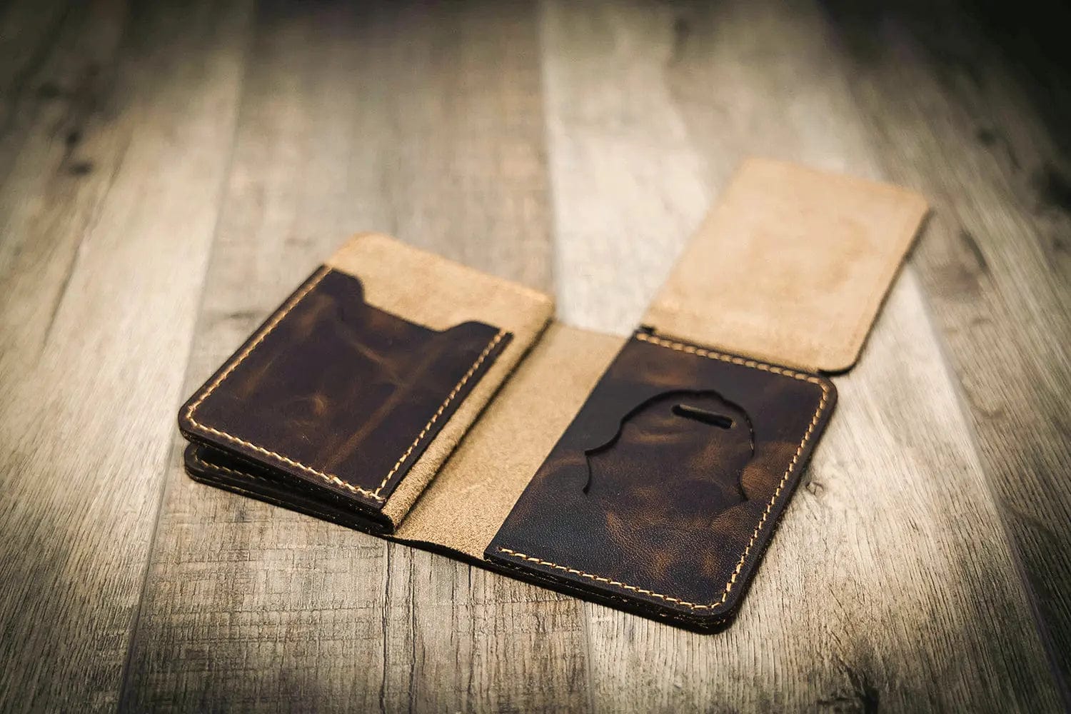 Federal Badge Wallet - Walnut Leather, Rugged Heritage Design