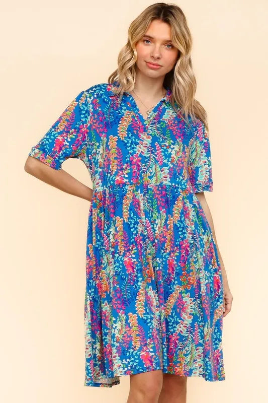 Johnny Collar Babydoll Dress with Pockets