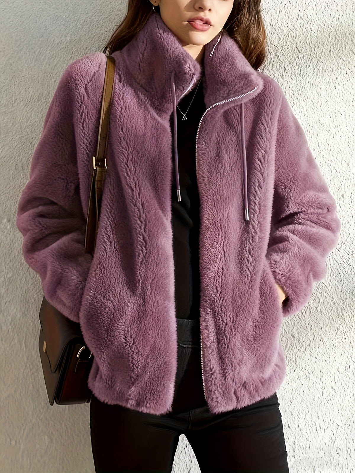 Plus Size Coral Velvet Furry Fleece Jacket