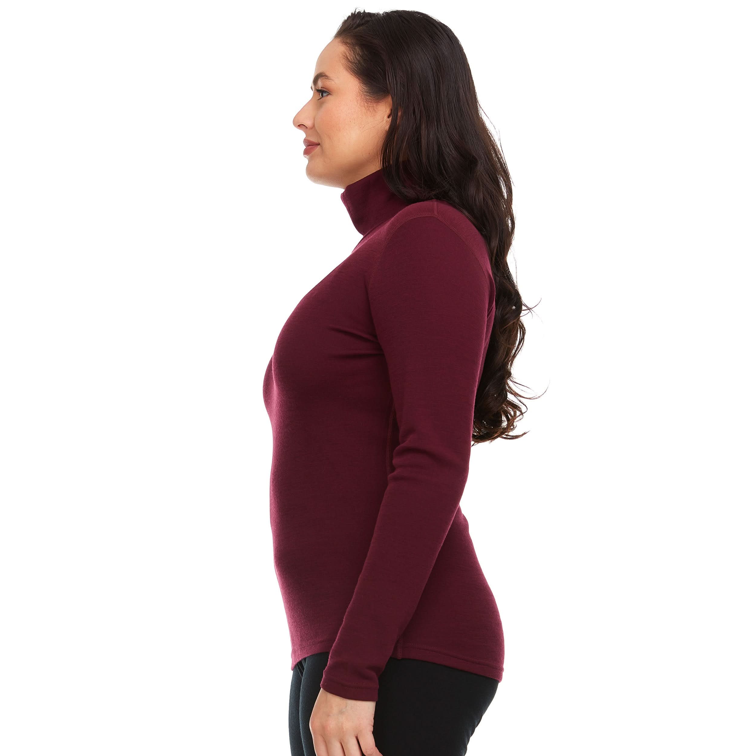 Women's Midweight 100% Merino Wool Turtleneck Long Sleeve Top