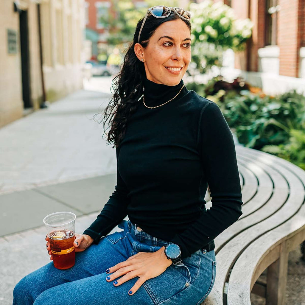 Women's Midweight 100% Merino Wool Turtleneck Long Sleeve Top