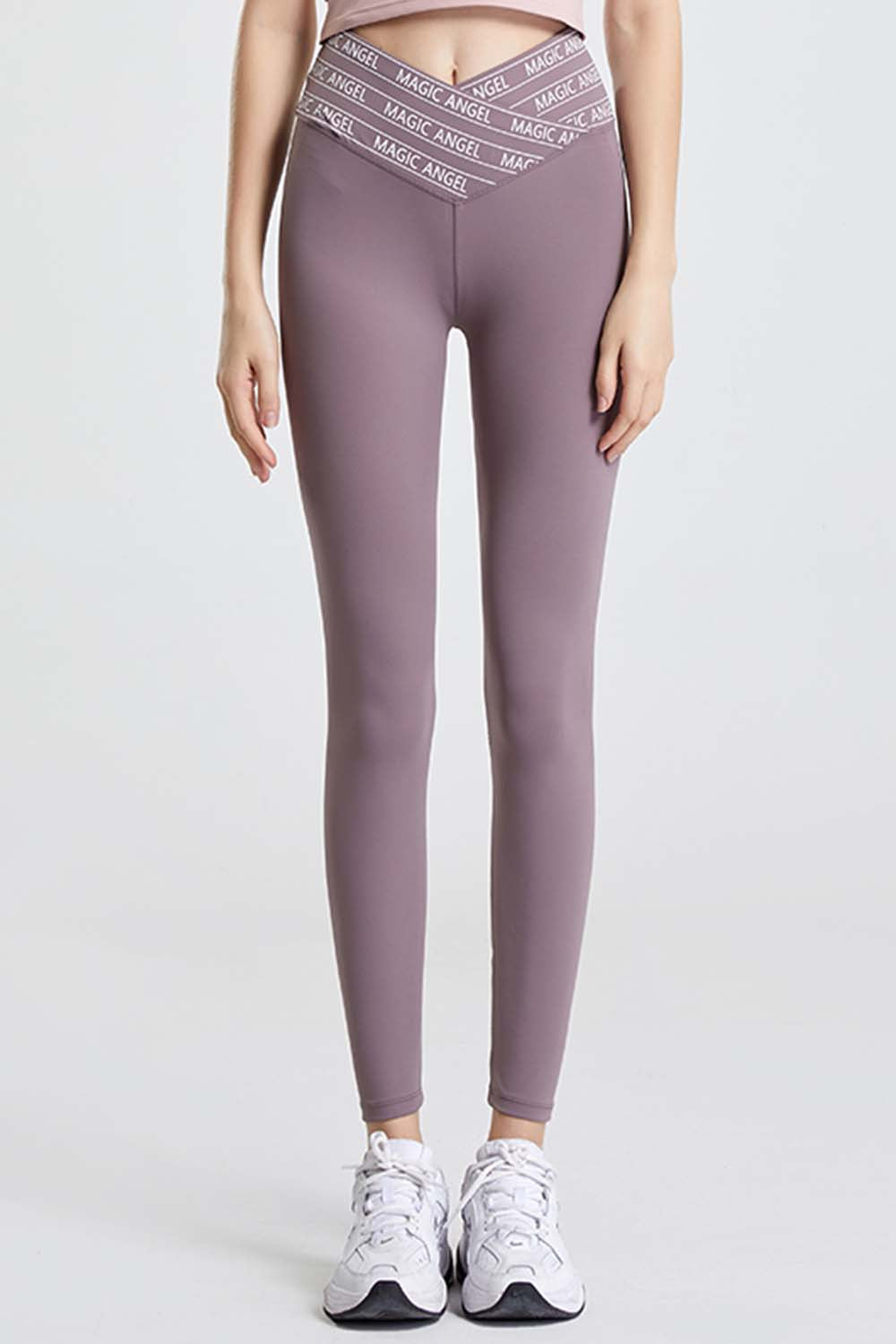 Black Slogan Print High Waist Sports Leggings for Activewear - Image 4