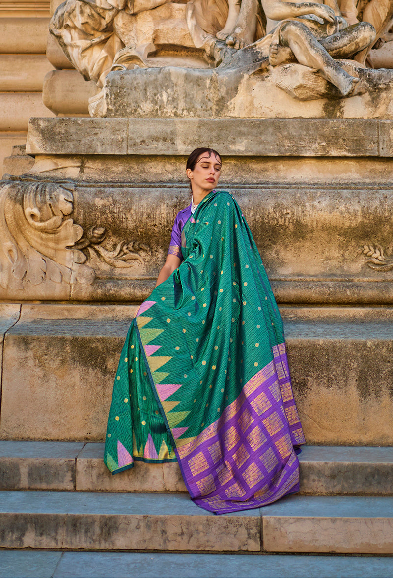 Teal Woven Silk Traditional Saree for Women Elegant Ethnic Wear