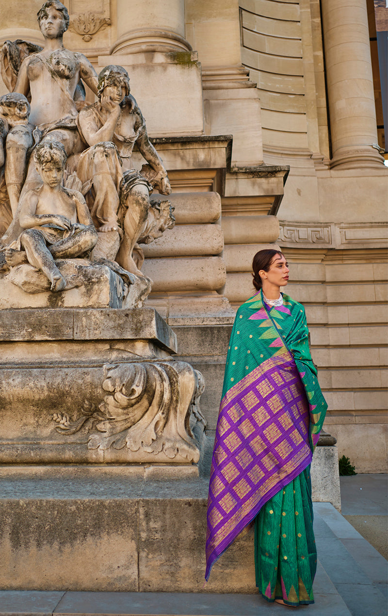 Teal Woven Silk Traditional Saree for Women Elegant Ethnic Wear