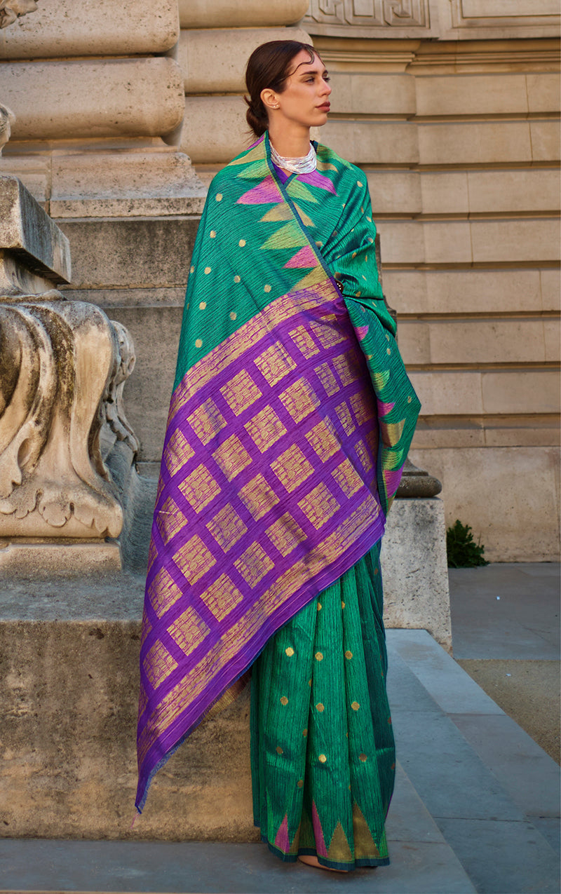 Teal Woven Silk Traditional Saree for Women Elegant Ethnic Wear