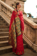 Classic red silk traditional saree with elegant woven patterns