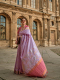 Dreamy light lavender soft silk saree for wedding and ceremonial events