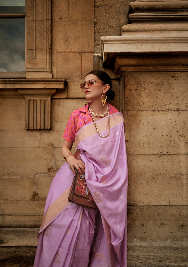 Light Lavender Soft Silk Designer Ceremonial Saree