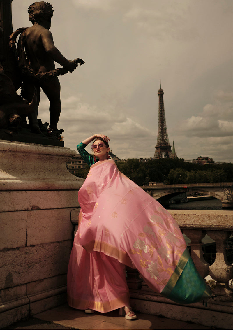 Light Pink Soft Silk Ceremonial Designer Saree Elegant Ethnic Wear