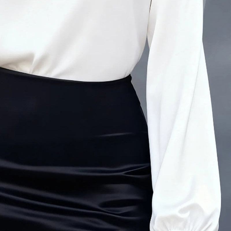 Women's V-Neck Business Casual Long Sleeve Blouse Relaxed Fit - Image 2