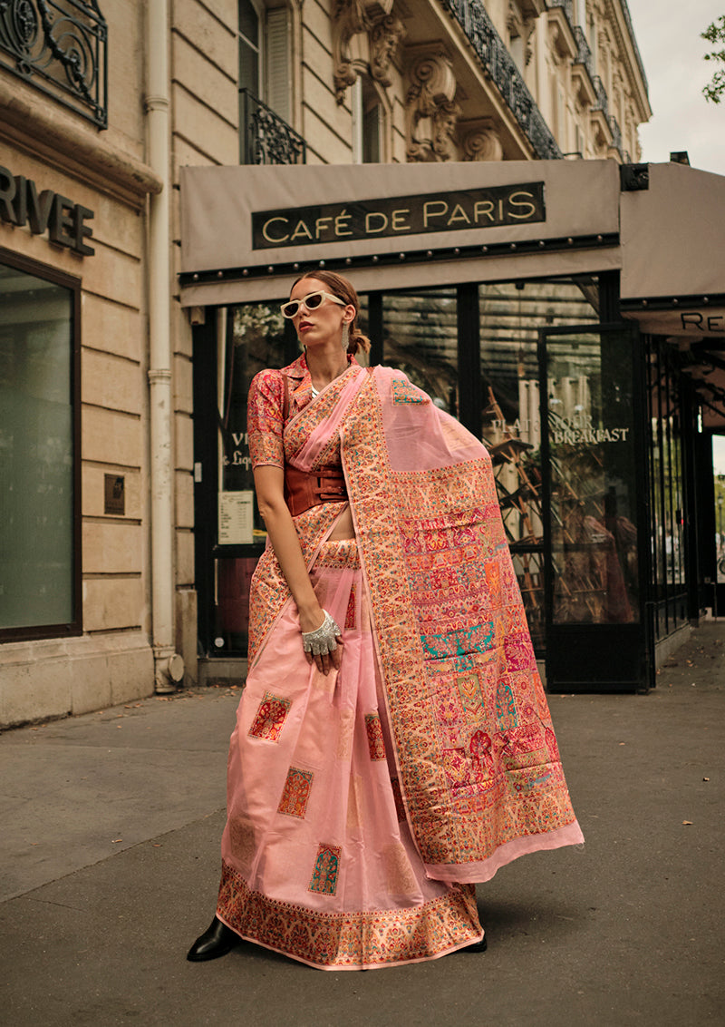 Monjolika Fashion Peach Color Woven Festival Wear Saree