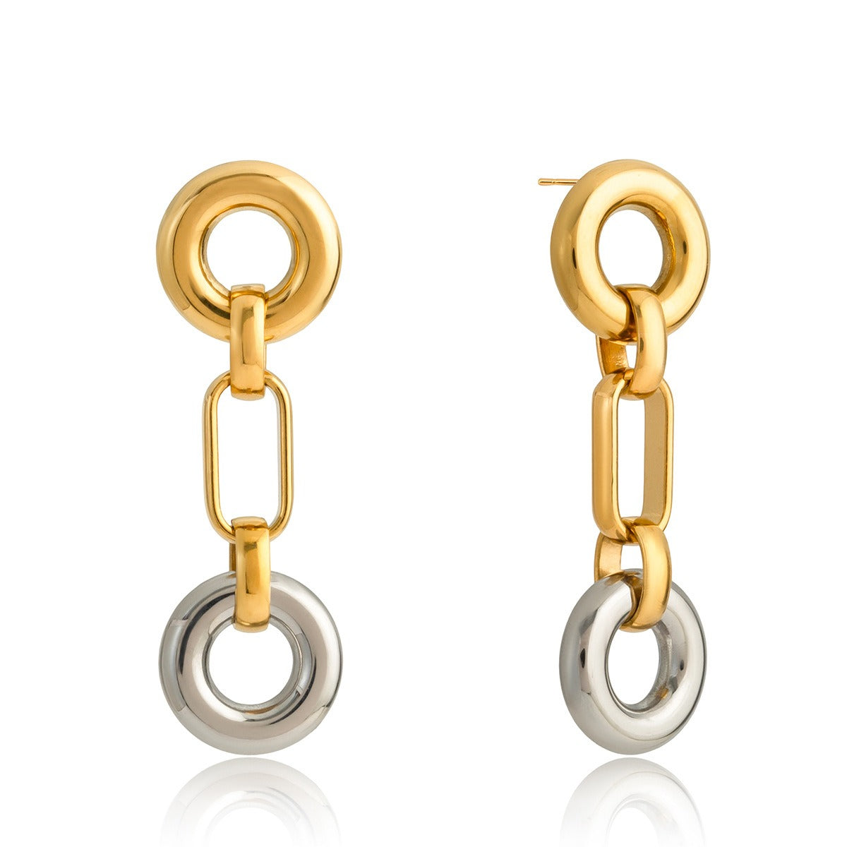 Sophisticated 18K Gold Hoop Stud Earrings in Titanium Steel