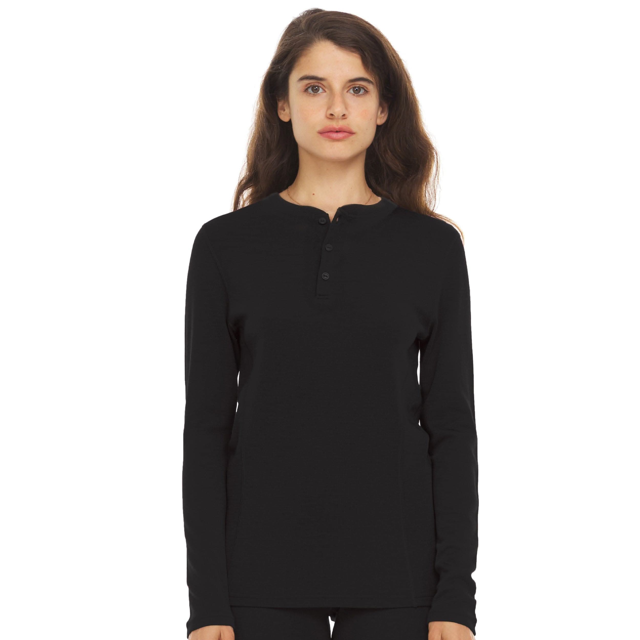 Women's Midweight Merino Wool Long Sleeve Henley Knit Top