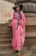 Pink embellished organza saree with contemporary design