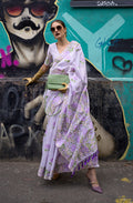 Lavender handloom silk ethnic saree with intricate weaving work