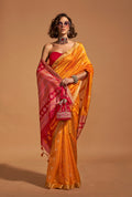 Mustard Handloom Silk Classic Saree with Intricate Weaving
