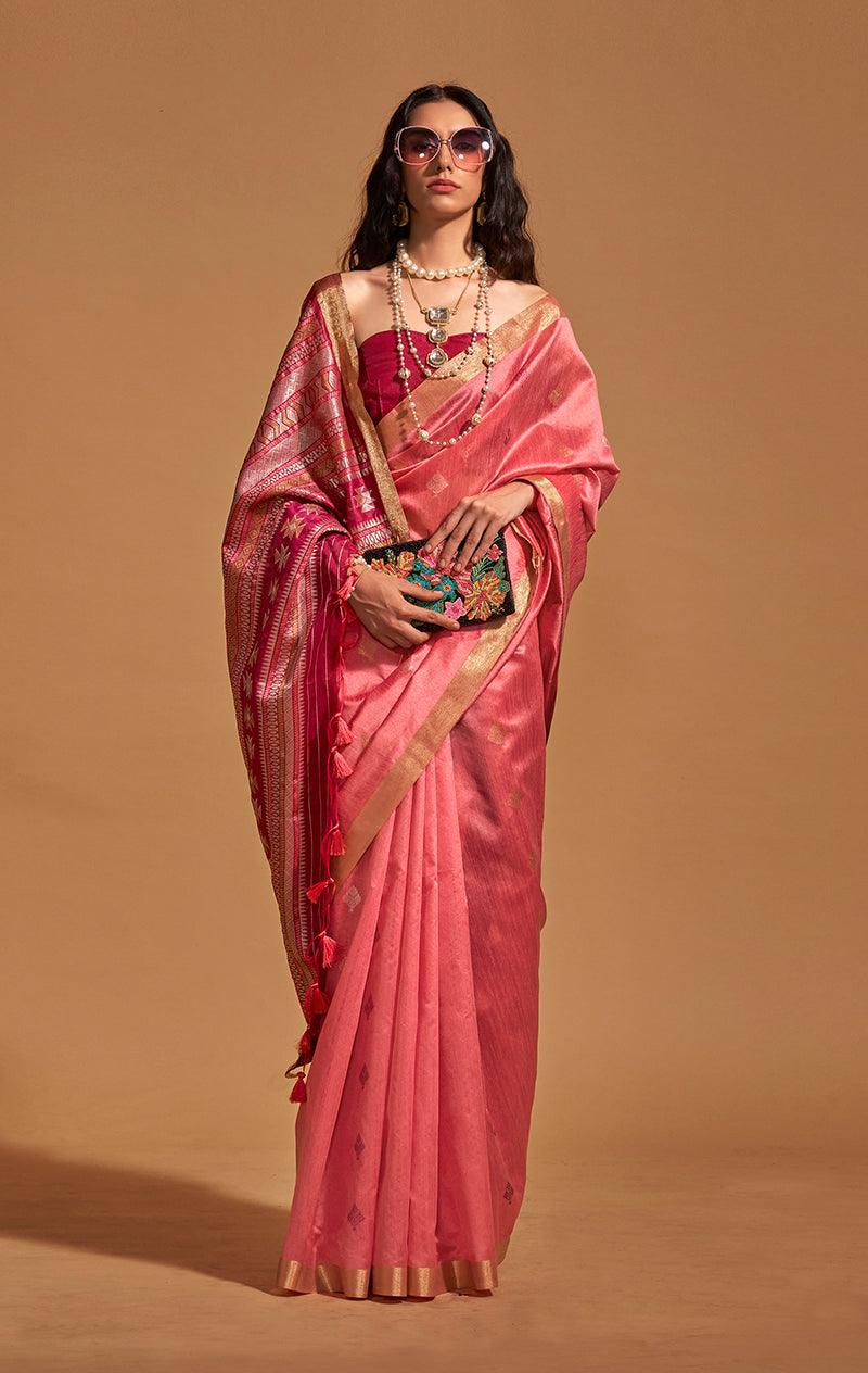 Crimson Handloom Silk Classic Saree with Traditional Weaving