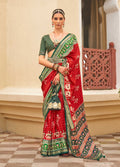 Regal maroon Sigma silk saree with Patola print and blouse