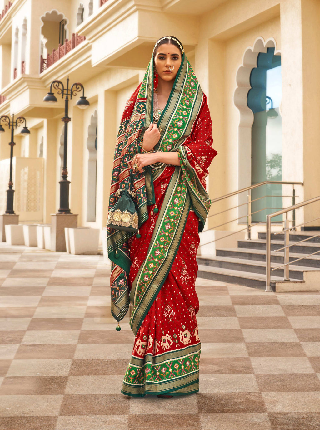 Maroon Sigma Silk Patola Printed Saree with Blouse