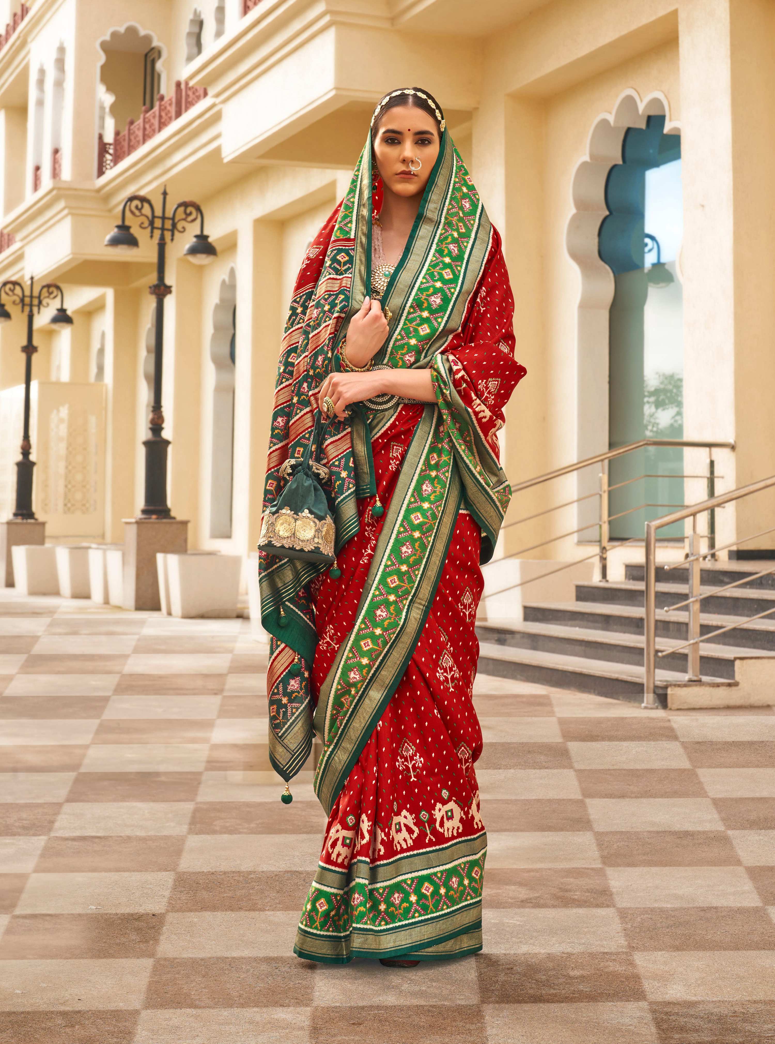 Maroon Sigma Silk Patola Printed Saree with Blouse