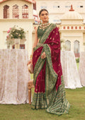 Wine and Mehendi colored Sigma Silk Patola printed saree with blouse