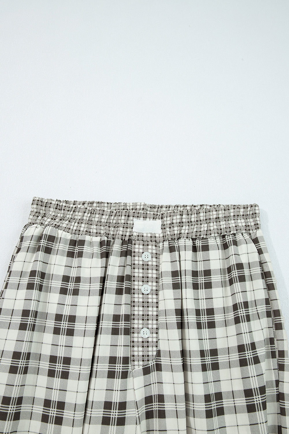 Plaid Patchwork Wide Leg Pants