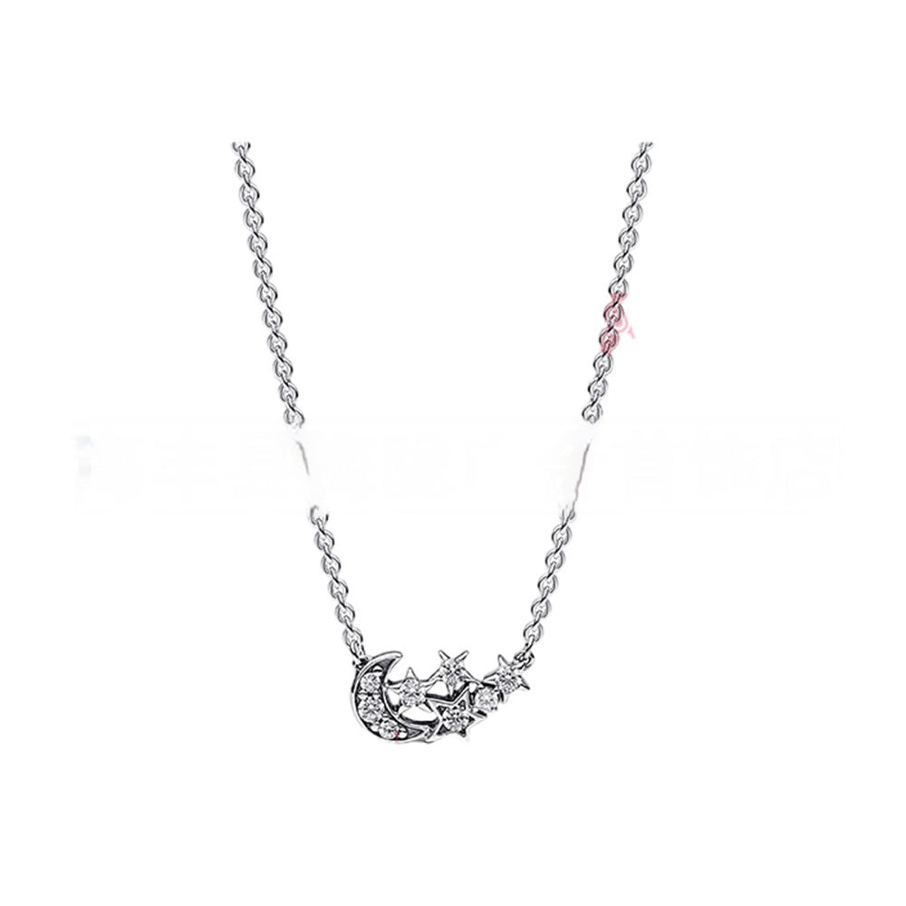 Panjia Sterling Silver Snowflake Lucky Tree Moon Necklace