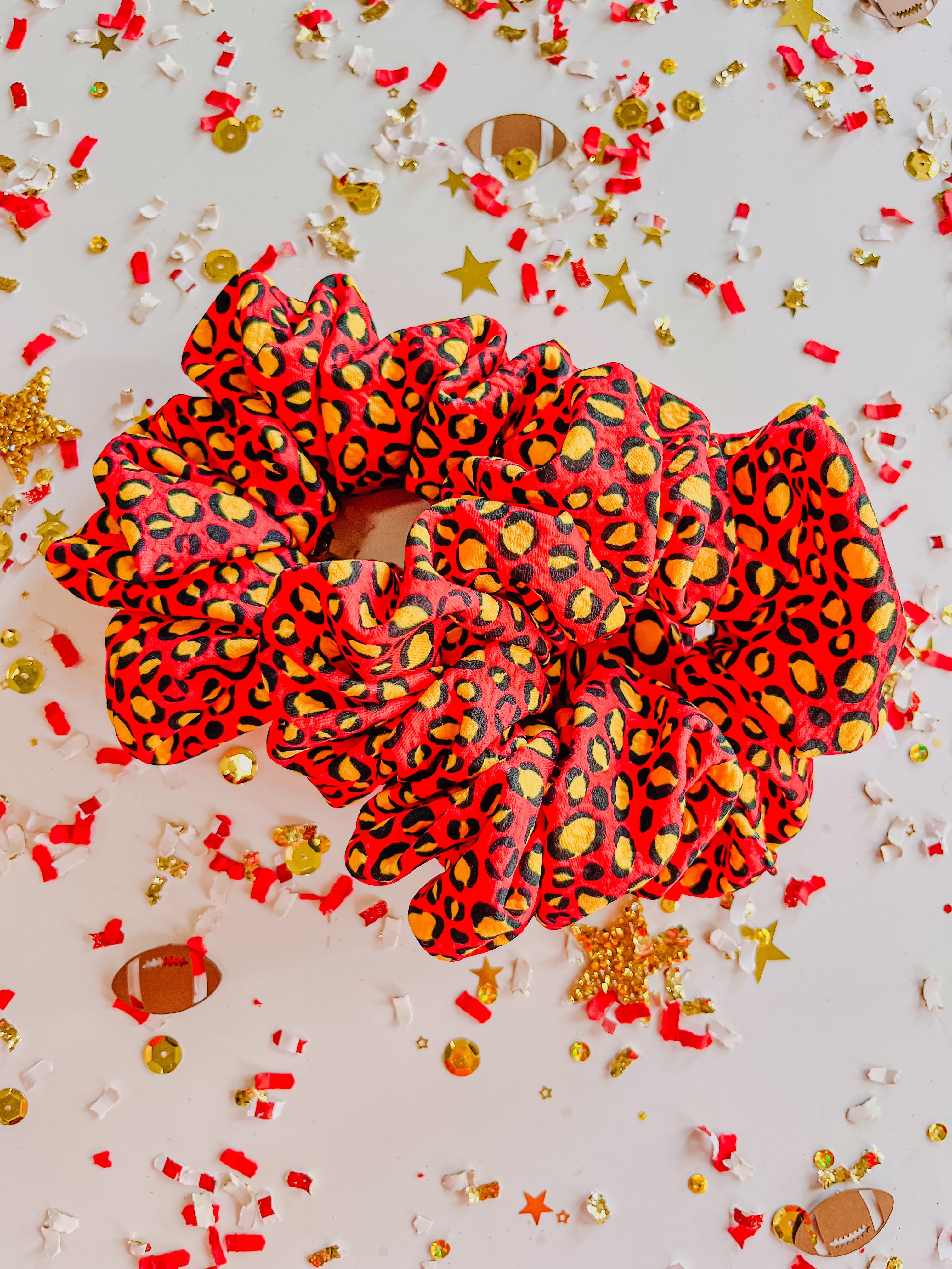Red Gold Leopard Oversized Scrunchy R2S
