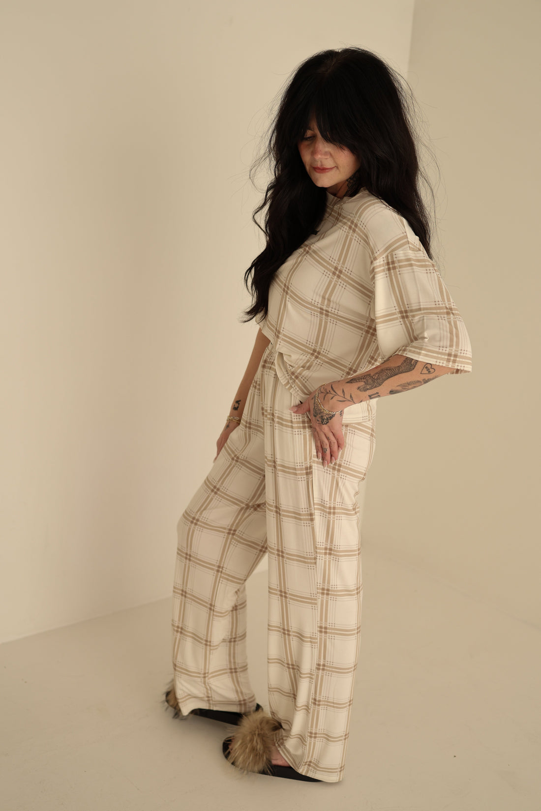 Women's Boxy Tee Lounge Set | Ellis Plaid