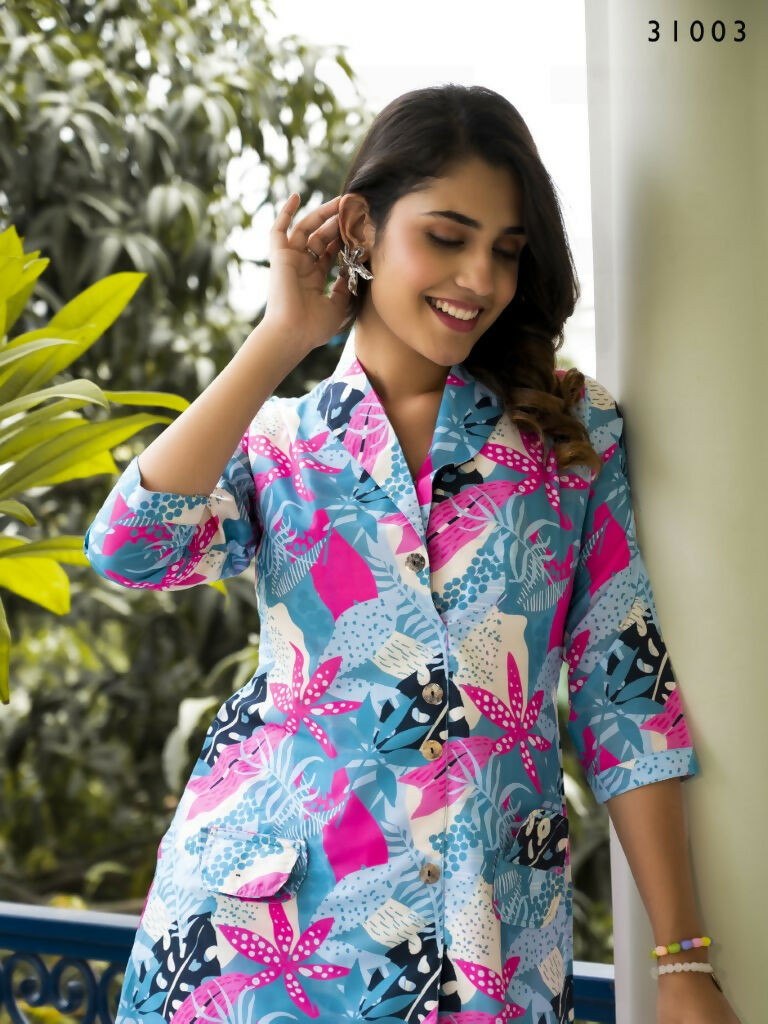 Multi Muslin Cotton Co-ord Set - Relaxed Fit Tropical Loungewear