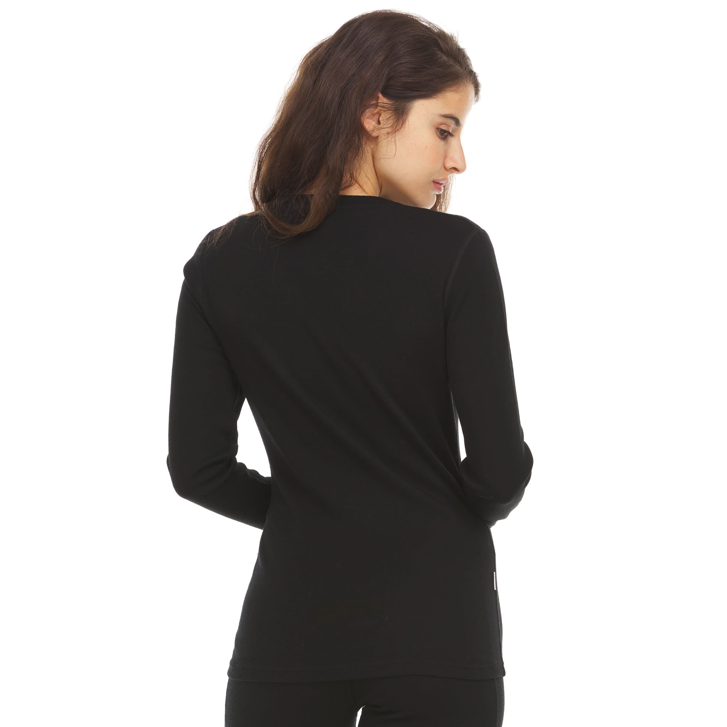 Women's Midweight Merino Wool V-Neck Sweater in Burgundy and Black