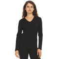 Women's Midweight Merino Wool V-Neck Sweater in Burgundy and Black
