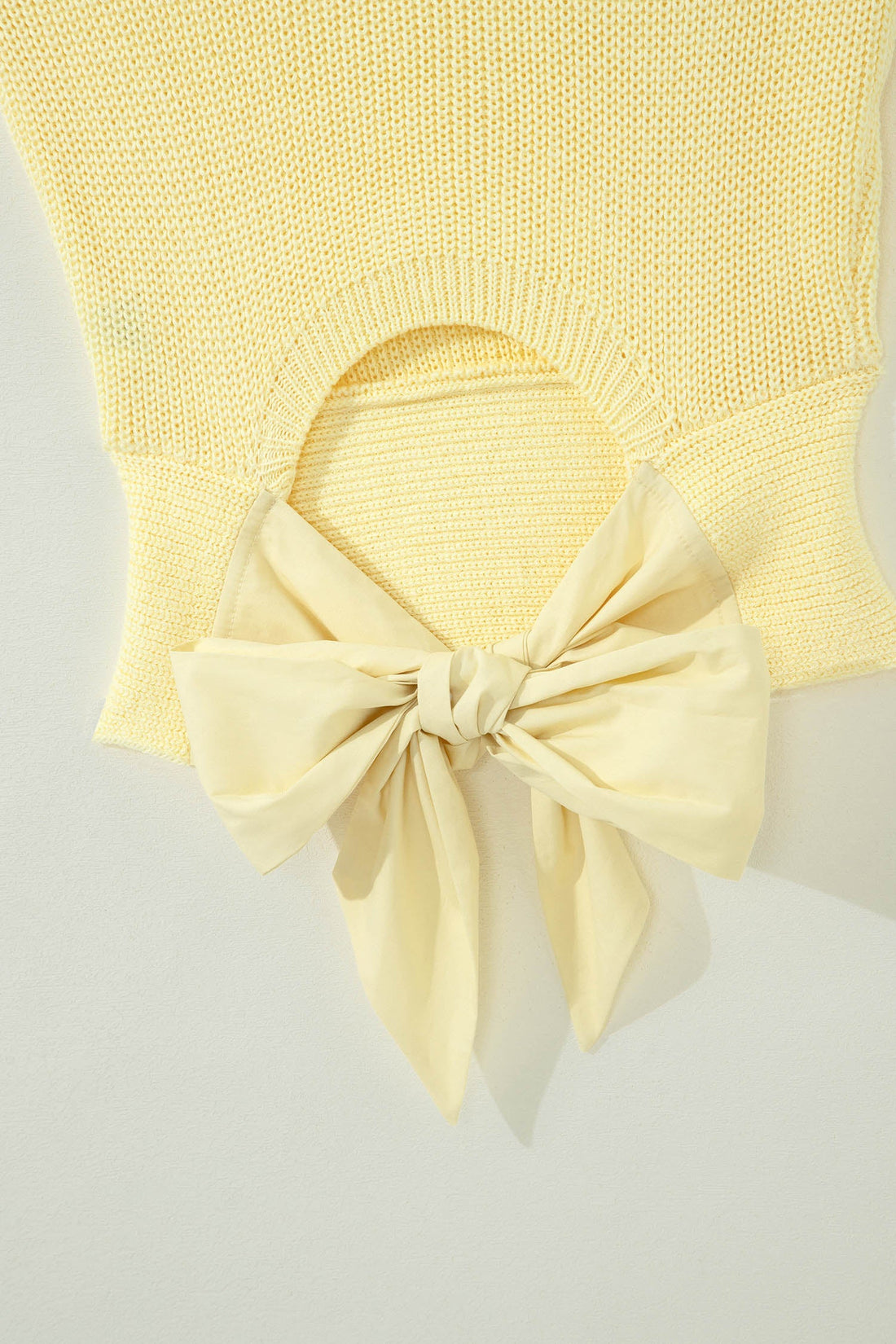 Solid Cropped Tie Back Cutout Knit Tank in Yellow