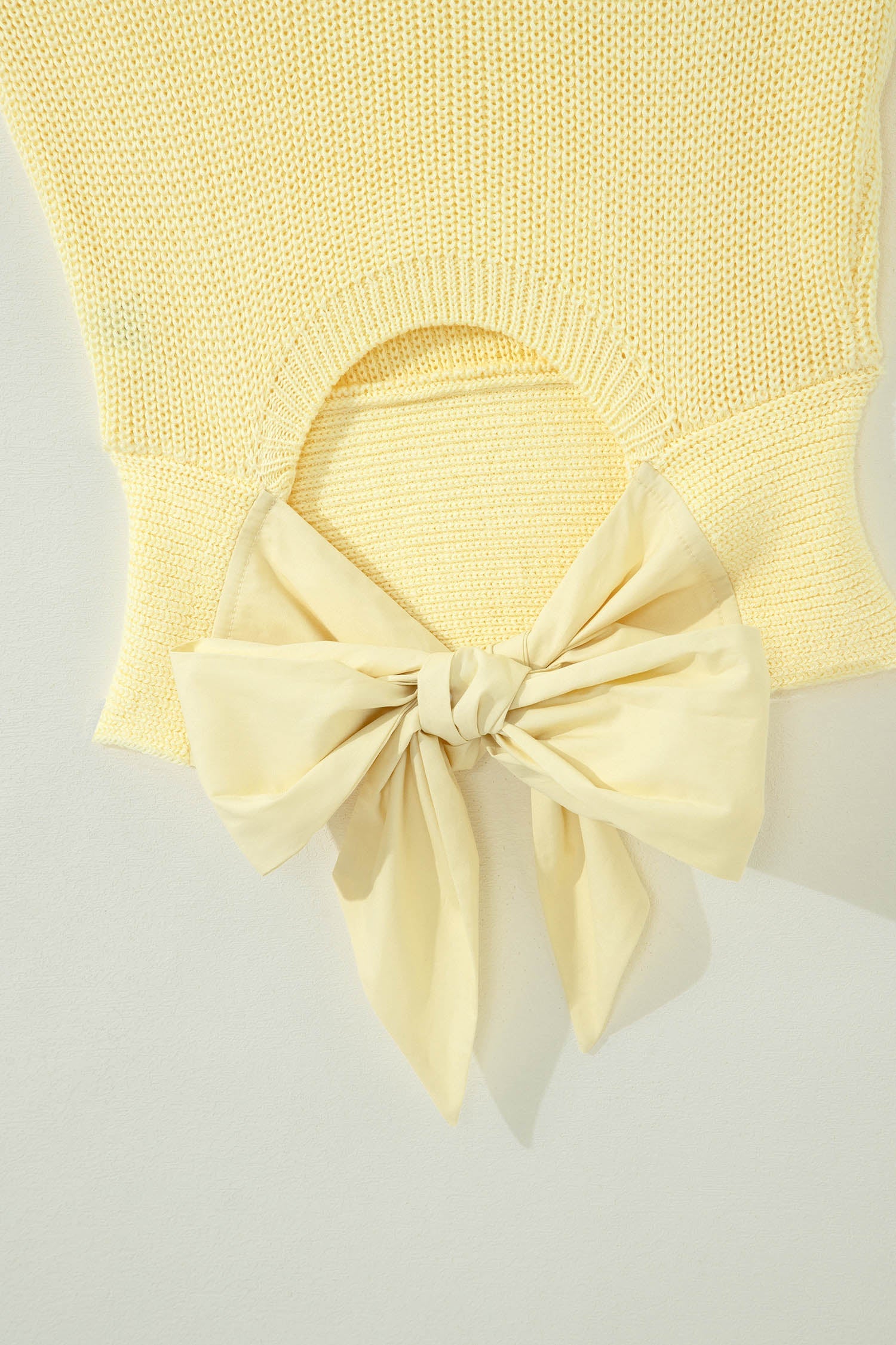 Solid Cropped Tie Back Cutout Knit Tank in Yellow