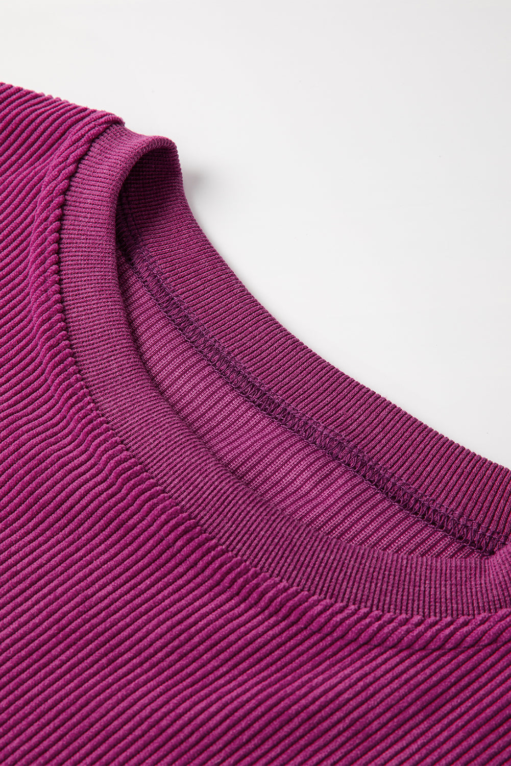 Solid Ribbed Corduroy Long Sleeve Oversized Sweatshirt