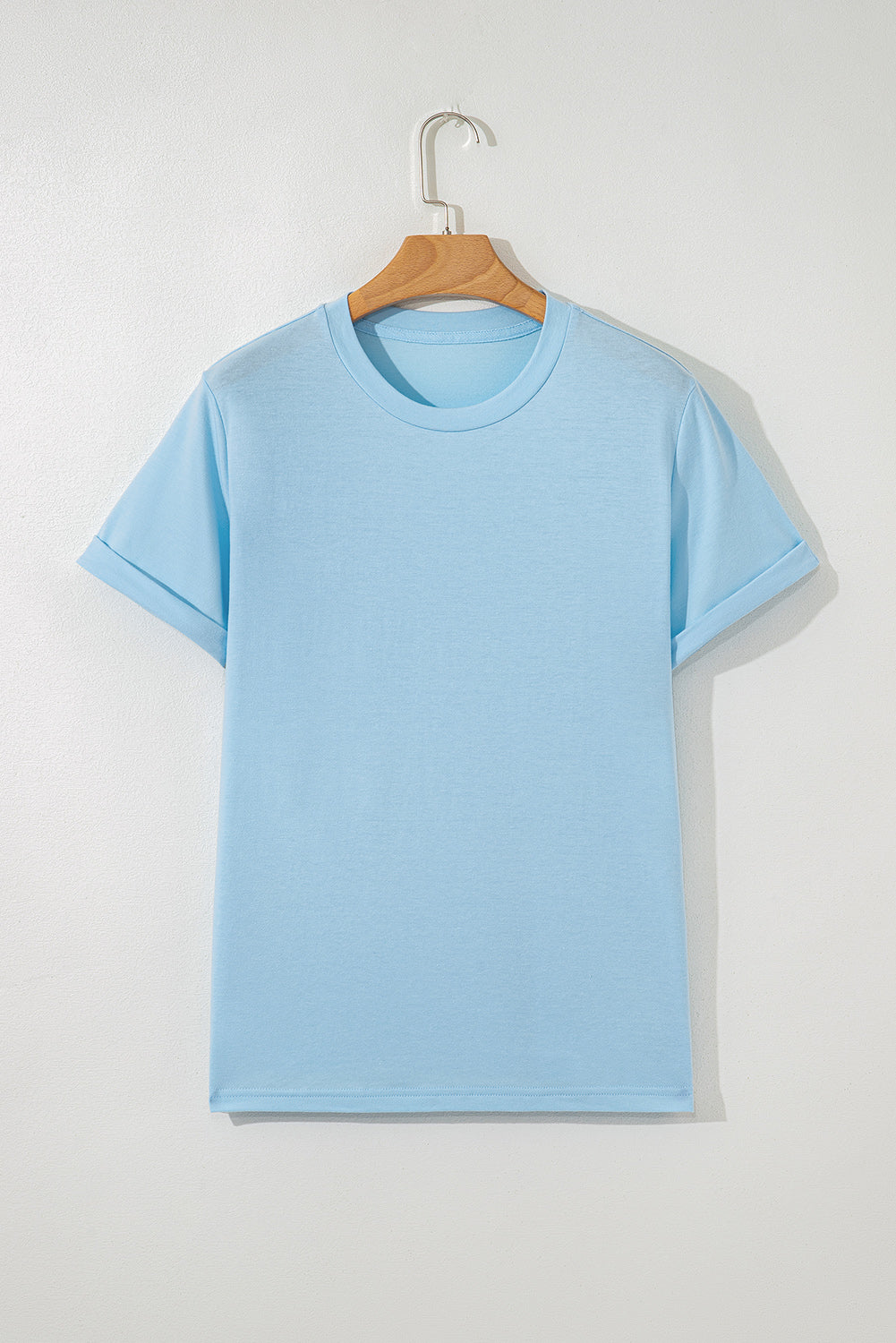 Solid Short Sleeve Crew Neck Tee