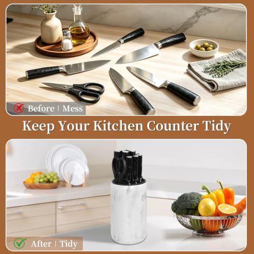 Universal Knife Block Without Knives, Sandstone Look, Round Knife Holder