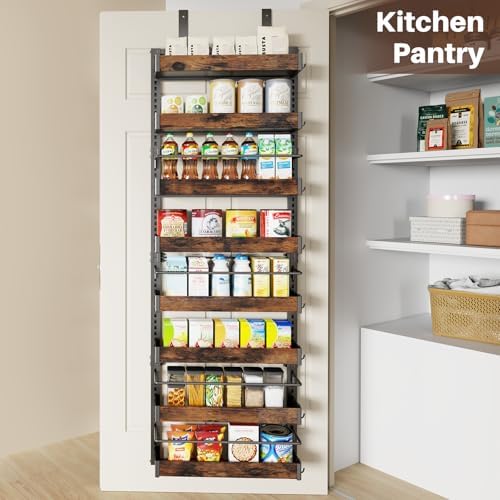 8 Tier Over The Door Pantry Organizer, 2 IN 1 Wall Mount or Metal Hanging Spice