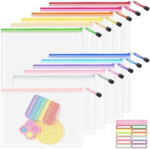 12pcs Mesh Zipper Pouch Bags, B5 Zipper Pouch, Mesh Bags