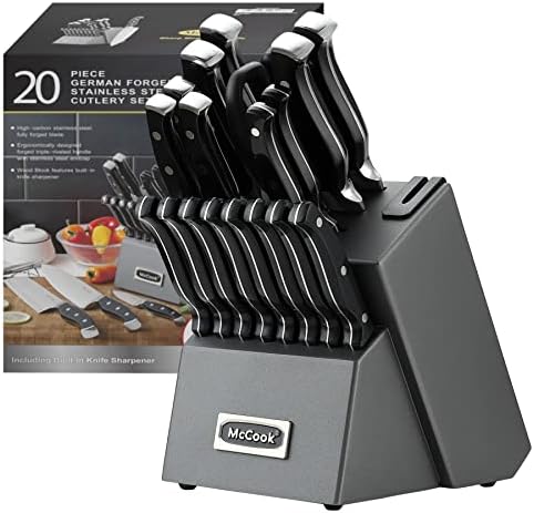 McCook Knife Set Sharp Kitchen Knife Block Set w Built-in Sharpener