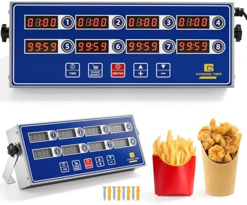 Relaxweex 1 Pack Commercial 8 Channel Digital Kitchen Timer, Wall Mount or