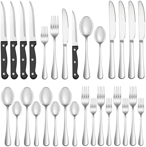 24 Pcs Silverware Set with Steak Knives