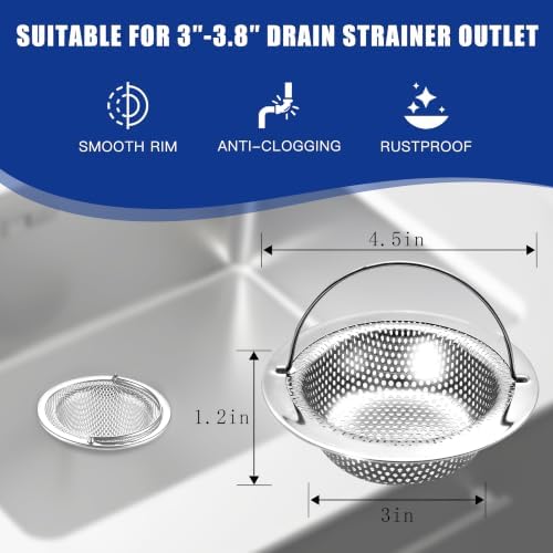 2 Pack Kitchen Sink Drain Strainer