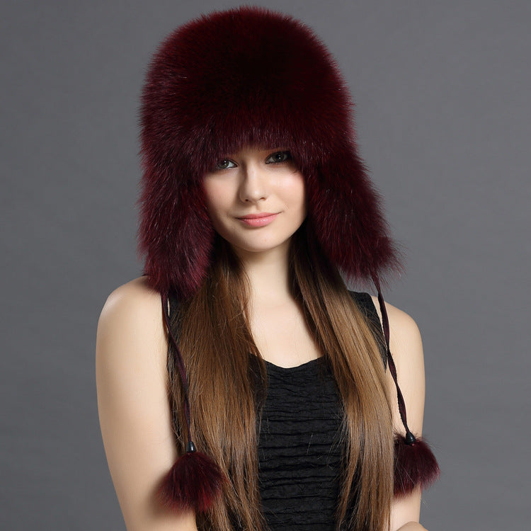 Women’s Plush Faux Fox Fur Lei Feng Hat Winter Ear Warmers - Image 8